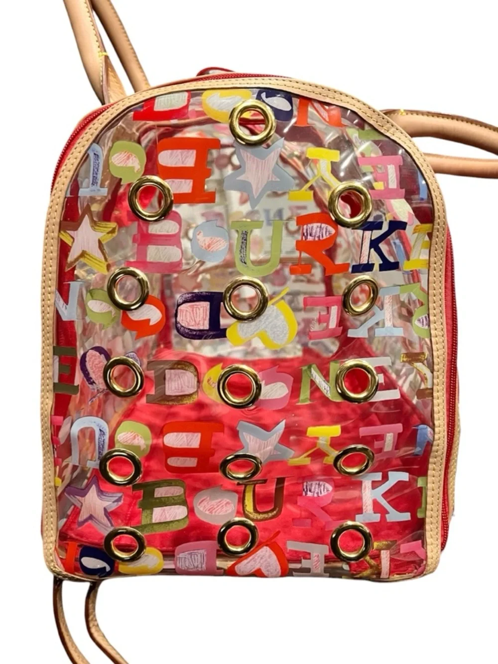 DOONEY & BOURKE Y2K MULTICOLOR PVC GRAFFITI ‘DOODLE’ DOG/PET CARRIER - 18 x 11